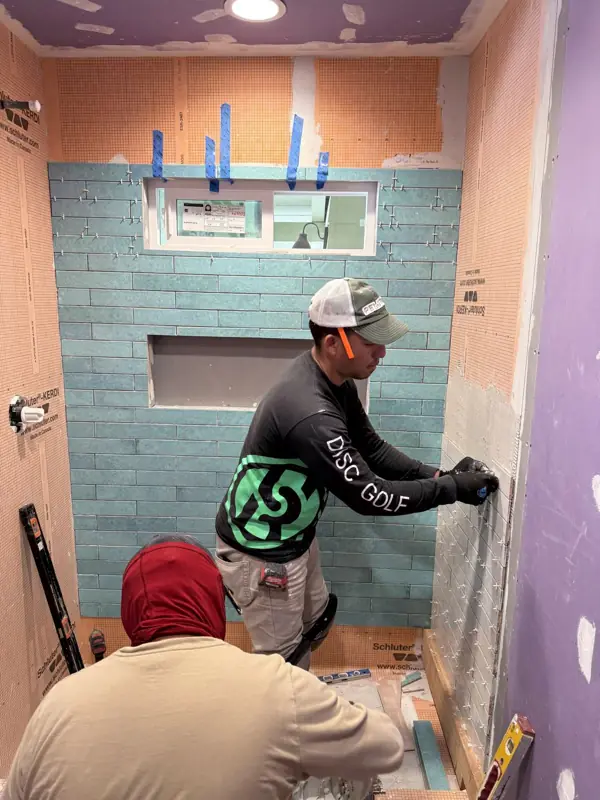 Subway Tile Shower — DURING