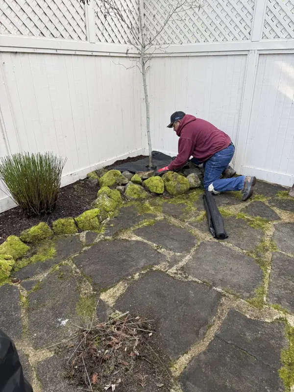 Backyard Flagstone Patio — DURING